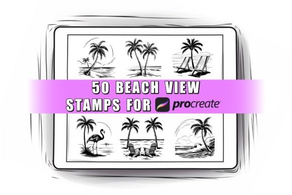 50 Beach View Procreate Stamps Brushes: Your Shortcut to Coastal Creativity