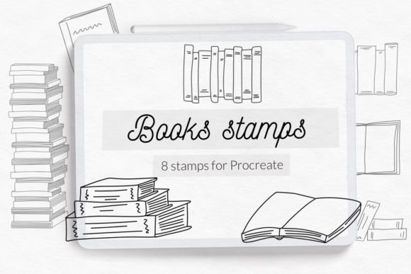 Book Stamp Brushes for Procreate, Books