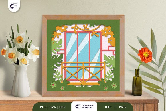 Floral Balcony 3D Shadow Box Papercut