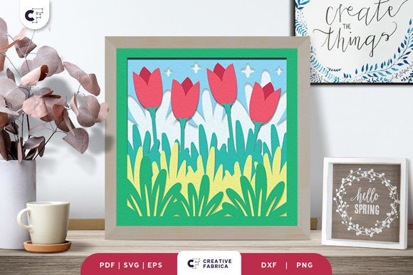 Floral Meadow 3D Shadow Box Papercut: Bringing Spring Gardens to Life